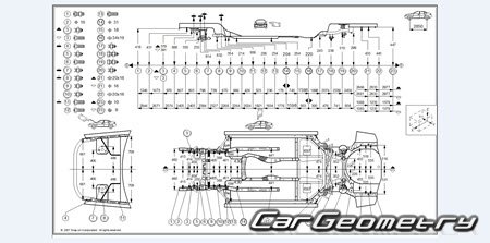 Геометрические размеры кузова Infiniti G35, Nissan Skyline (V35 Sedan) 2002-2006 Body Repair Manual