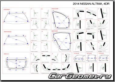 Nissan Altima (L33) 2013-2018 Body dimensions
