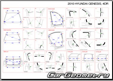 Кузовные размеры Hyundai Genesis / Hyundai Rohens (BH) 2009-11