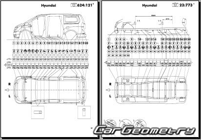 Размеры кузова Hyundai H-1 Van (TQ) с 2008 ( Hyundai i800 / Hyundai  iLoad)