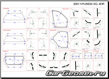 Размеры кузова Hyundai XG 1998–2003 (Grandeur XG)