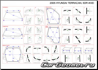 Размеры кузова Hyundai Terracan (HP) 2001–2004
