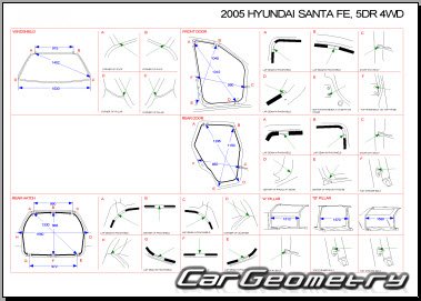 Размеры кузова Hyundai SantaFe (SM) 2000-2006