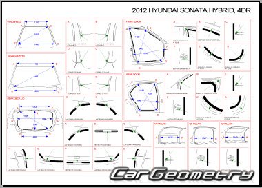 Размеры кузова Hyundai Sonata Hybrid (YF HEV) с 2011