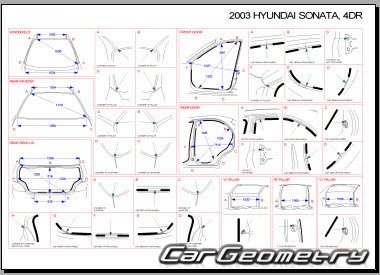 Кузовные размеры Hyundai Sonata (EF) 2000–2005 (Sonata Tagaz 2004–2010)