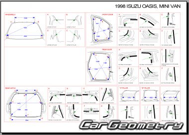 Размеры Honda Odyssey 1995-1998 Body Repair Manual