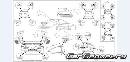 Кузовные размеры Honda Accord sedan (CS) и Coupe (CM) 2003–2006 Body Repair Manual
