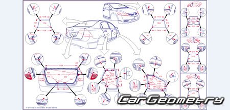 Геометрические размеры Honda Civic 2006-2011 (Sedan, Coupe USA) Body Repair Manual