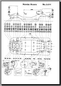 Контрольные размеры кузова  Honda NSX и Acura NSX 1995–2005 Body Repair Manual