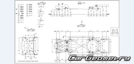 Кузовные размеры Honda Integra (Acura Integra) 1990-1993 (Sedan, Coupe) Body Repair Manual