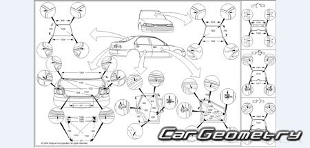 Контрольные размеры кузова Acura Integra 1994-2001 (Sedan, Coupe) Body Repair Manual
