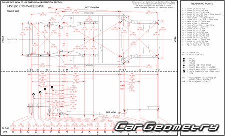 Кузовные размеры Honda Fit (Honda Jazz) 2002-2008 Body Repair Manual