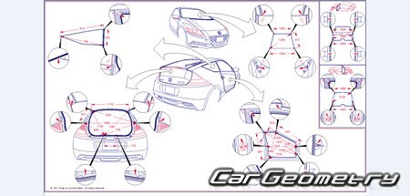 Контрольные размеры кузова Honda CR-Z (ZF1, ZF2) 2010-2016 Body Repair Manual