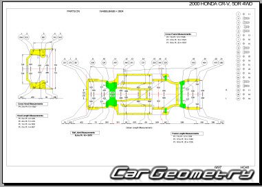 Размеры кузова Honda CR-V 1995-2001 Body Repair Manual