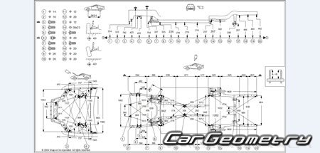 Геометрические размеры Honda Civic 1992-1995 (Sedan, Coupe, Hatchback) Body Repair Manual
