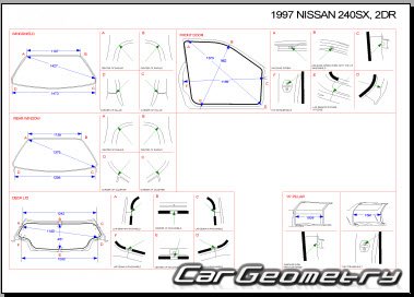 Кузовные размеры Nissan 200SX, 240SX, Silvia (S14) 1993-1998 Body Repair Manual