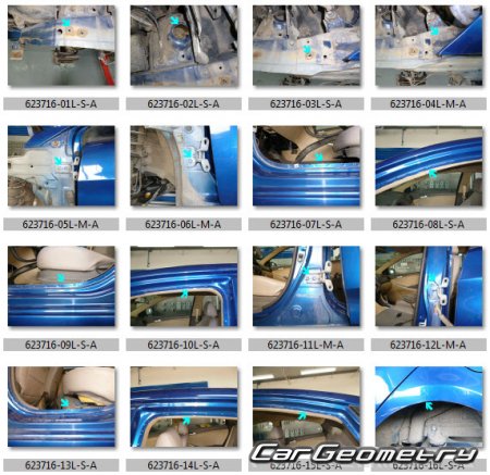 Геометрические размеры кузова Hyundai Verna (RBI) с 2012 Body Repair Manual