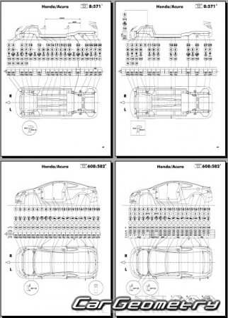 Кузовные размеры Honda Civic 2012-2017 Sedan, Si, Coupe  (Американская и Европейская версия)