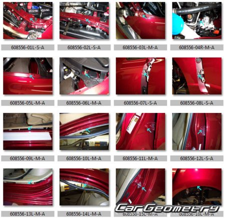 Геометрические размеры Honda Civic 2006-2011 (Sedan, Coupe USA) Body Repair Manual