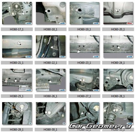 Кузовные размеры Honda Ridgeline 2006-2014 Body Repair Manual