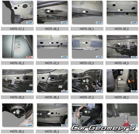Кузовные размеры Honda Pilot 2009-2015 Body Repair Manual