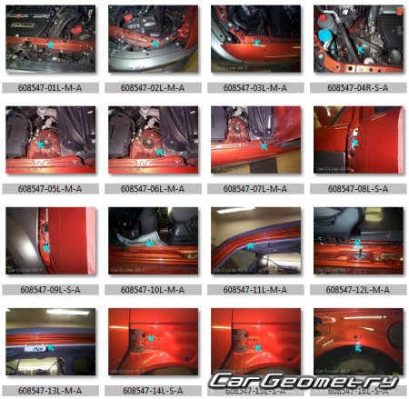 Геометрические размеры Honda Element 2003-2011 Body Repair Manual