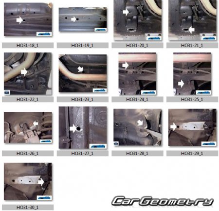 Геометрические размеры Honda Civic 1992-1995 (Sedan, Coupe, Hatchback) Body Repair Manual