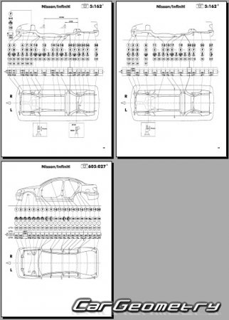 Геометрические размеры кузова Nissan Almera Classic (B10) 2006–2012 Body Repair Manual