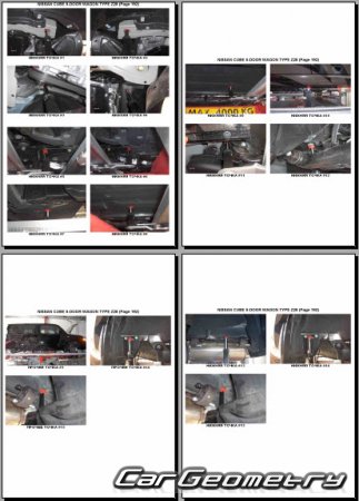 Контрольные размеры кузова Nissan Cube (Z12) 2008–2015 Body Repair Manual