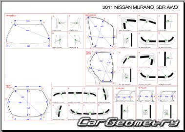Кузовные размеры Nissan Murano (Z51) 2008–2014 Body Repair Manual