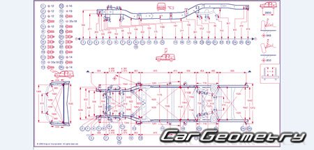 Кузовные размеры Nissan Pathfinder (R51) 2004–2012 Body Repair Manual