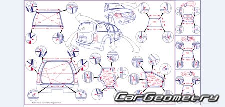 Кузовные размеры Nissan Pathfinder (R51) 2004–2012 Body Repair Manual