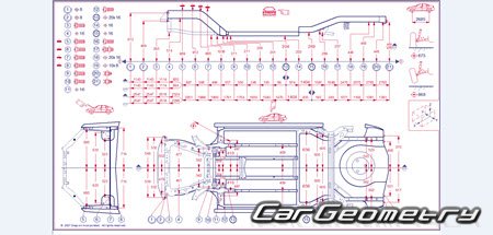 Размеры кузова Nissan Sentra (B16) 2007–2012 Body Repair Manual