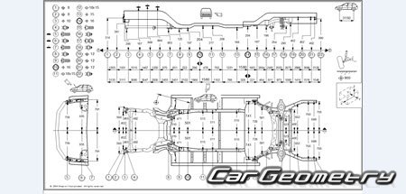 Кузовные размеры Nissan Quest (V42) 2004-2010 Body Repair Manual