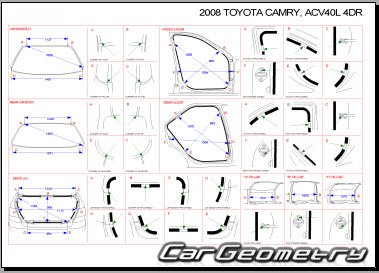 Геометрические размеры Toyota Camry с 2007 кузова ACV40 и GSV40