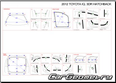 Геометрические размеры кузова Toyota iQ  2008-2015 (KGJ10 NGJ10 NUJ10)