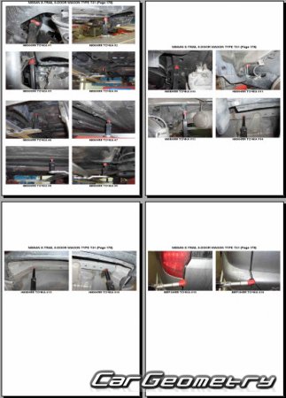 Кузовные размеры Nissan X-Trail (T31) 2007–2013 Body Repair Manual