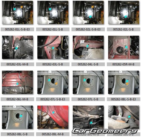 Кузовные размеры Nissan Qashqai+2 (J10E)  2008-2013 Body Repair Manual