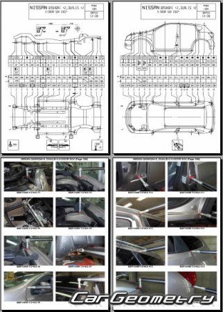 Кузовные размеры Nissan Qashqai+2 (J10E)  2008-2013 Body Repair Manual