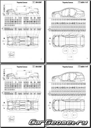 Кузовные размеры Toyota Avensis 2003-2008 (ADT25#, AZT25#, CDT25#, ZZT25#)