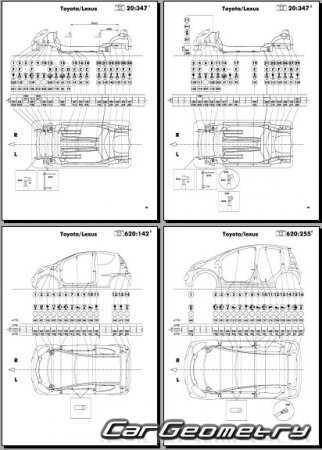 Контрольные размеры кузова Toyota Aygo 2005-2013 (KGB10, WNB10)