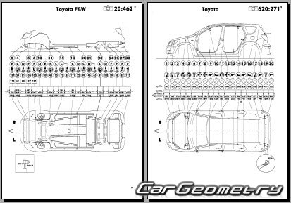 Размеры кузова Тойота РАВ4 2008-2012 рестайлинг (GSA33‚ 38‚ ACA30‚ 33‚ 38‚ ALA30)
