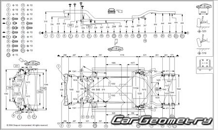 Контрольные размеры кузова Тойота Приус 1.5 1997-2003 (NHW11) Collision Repair Manual