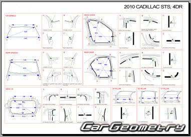 Геометрия кузова Cadillac STS 2005-2011