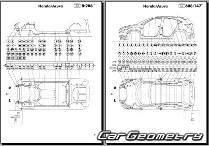 Кузовные размеры Honda HR-V 2016-2020 Body dimensions