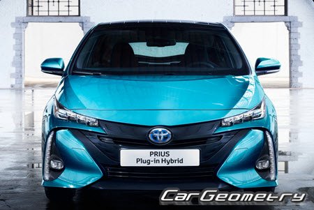 Кузовные размеры Тойота Приус, геометрия кузова Toyota Prius PHV, контрольным размеры кузова Toyota Prius PHV