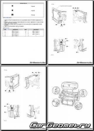 Геометрия кузова Тойота Авалон (GSX40) 2016-2019 Collision Repair Manual