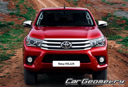 Кузовные размеры Toyota Hilux, геометрия кузова Тойота Хайлюкс, контрольным размеры кузова Toyota Hilux