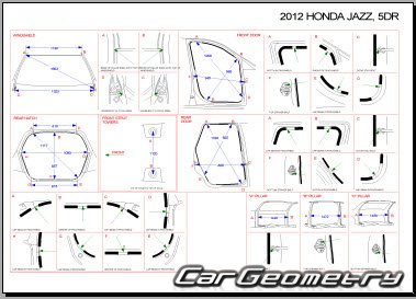 Honda JAZZ (GE, GG) 2009-2014 Body Dimension