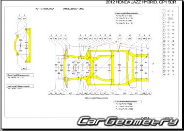 Honda JAZZ HYBRID (GP1) 2010-2014 Body Dimension